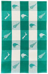 Waffle Tea Towel NZ Icons - Teal