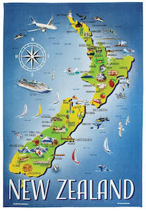 Map Tea Towel NZ Collection