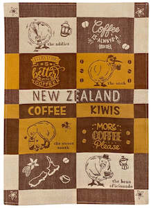 Coffee NZ Kiwi Jacquard Tea Towel