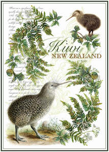 Designer Tea Towel - Kiwi And Fern Tea Towel