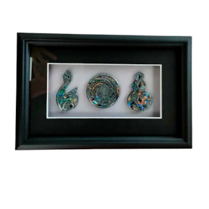 Hook, Koru and Twist Paua Framed Artwork