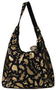 Shoulder Bag - Black and Gold Birds