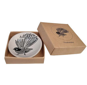 Piwakawaka Black and White - 7cm Porcelain Bowl