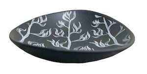 Harakeke White On Black - 10cm Porcelain Bowl