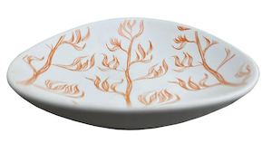 Harakeke Orange On White - Little Porcelain Dish