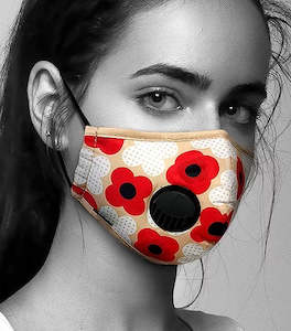 Face Mask Anti-Pollution - 4 layer protection - Poppy Pattern - With Valve