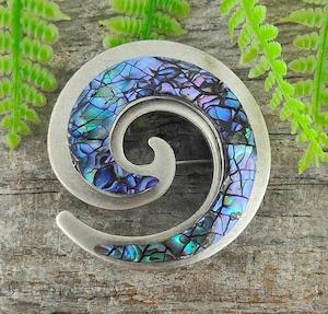 Paua Koru Brooch