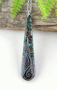 Paua And Koru Design Necklace #12