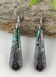 Paua And Koru Design Earrings #12