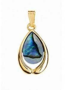 Paua Gold Plated Hug Pendant - NZ Made