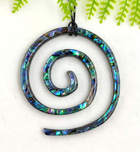 Large Paua Koru Necklace - NZ Made