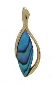 Flower Petal Paua Gold Plated Pendant - NZ Made