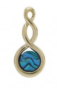 Double Twist Paua Gold Plated Pendant - NZ Made