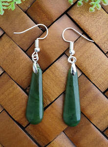 NZ Greenstone Earrings 33mm - ED2