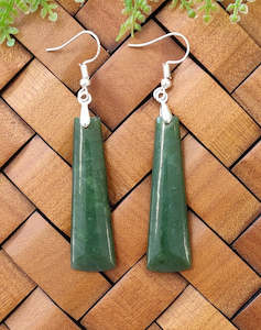 NZ Greenstone Adze Earrings 45mm - EA1