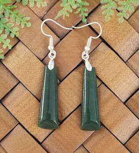 NZ Greenstone Adze Earrings 33mm - EA2