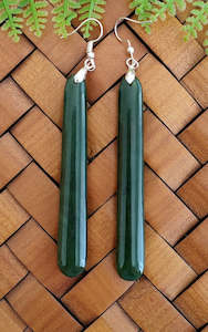 NZ Greenstone Earrings Long 80mm - EP3