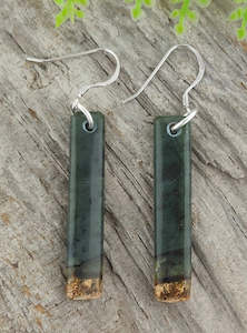 NZ Tangiwai Greenstone Earrings 37mm #AS82