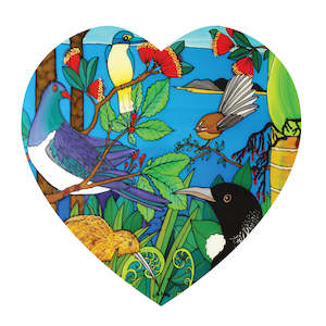 NZ Birds Ceramic Heart Wall Hanging