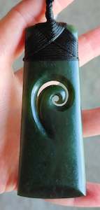 NZ Greenstone Toki With Koru Carving 90mm #56C