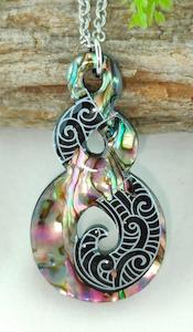 Paua Double Twist Design Necklace #07