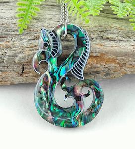 Paua Manaia Design Necklace #06