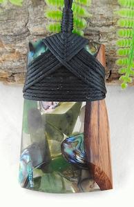 Rimu, Greenstone And Paua Toki 60mm - NZ Made #534