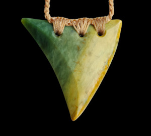 NZ Greenstone Whale Tooth Design - 50mm - Alex Sands #200