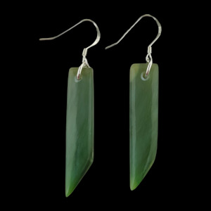 NZ Greenstone Earrings 40mm #AS107