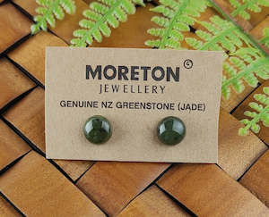 NZ Greenstone Stud Earrings - 8mm #29