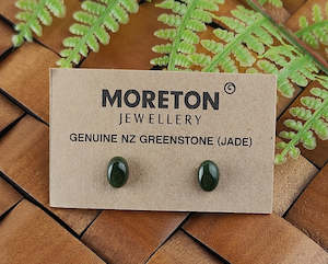 NZ Greenstone Stud Earrings - 7mm #30