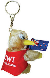 Iconic Kiwi with Flag Clip on Keyring