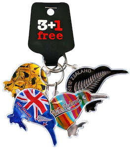 4 Pack Kiwi Keyrings #1