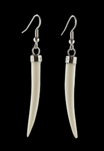 Bone Carving With Metal Cap Earrings