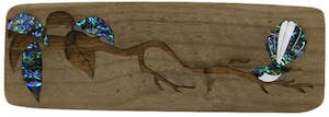 NZ Made Wood & Paua Wall Hanging - Fantail