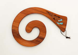 Rimu Wood Single Tablemat with Paua Inlay - Native Design