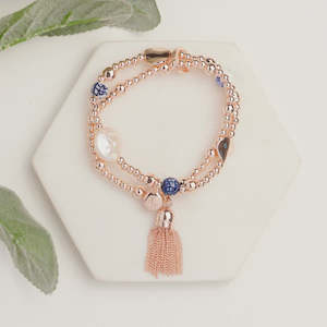 Rose Gold Tassel & Blue