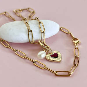 Heart & Pearl Paperclip Necklace