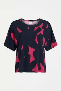 Elk Haki Short Sleeve T Shirt - Navy Tera Print