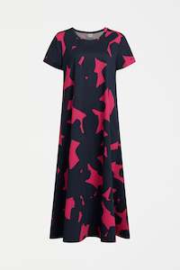 Elk Haki Dress - Navy Tera Print Last One