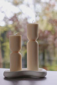 Hour Glass Pillar Candles - Beige Spiced Cuban