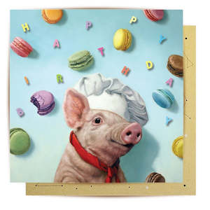 Macaron Pig Card