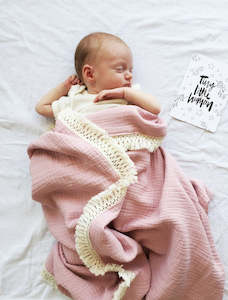 Organic Muslin Blanket w Tassel Trim Was $80 Now