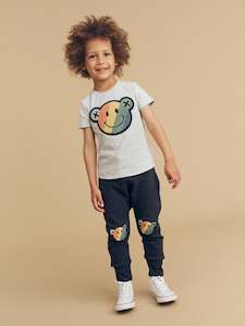 Gift: Smiley Rainbow Drop Crotch Pants - Black Was $70 Now