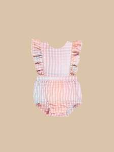 Rainbow Check Frill Playsuit - Multi