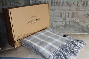 Luxury Lambs Wool Blanket - Small Herringbone Check - Napa