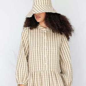 Gift: ReCreate Form Hat - Olive Gingham Was $70 Now