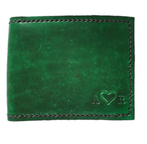 The Love Wallet - Hand Dyed - Embossed Heart between Two Initials