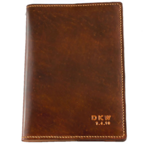 Leather or leather substitute goods: Anniversary Journal / Book Cover - 1 Colour - Embossed Initials & Date