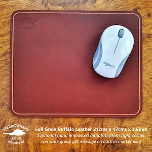 Buffalo Leather Mouse Mat 21cm x 17cm x 3.6mm -  Vegetable Tanned Whisky